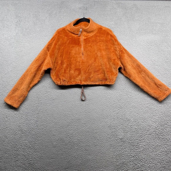Urban Outfitters Jackets & Blazers - Urban Outfitters Women Sweater Orange Crop Fleece Mock Neck 1/2 Zip Boho Size M